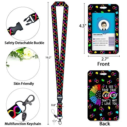 GIANCOMICS ID Badge Holder with Breakaway Lanyard, Retractable Badge Reel Heavy Duty, Autism Awareness Lanyards for ID Badges Ajustable, Teacher Nurse Work Office Gifts - Image 4