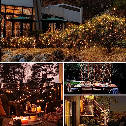 btfarm Solar String Lights for Outside - 80LED 33FT Solar Fairy Lights Outdoor Waterproof 8 Modes, Copper Wire Solar Powered Twinkle Lights for Tree Garden Christmas Wedding Party Decor, Warm White - Image 5