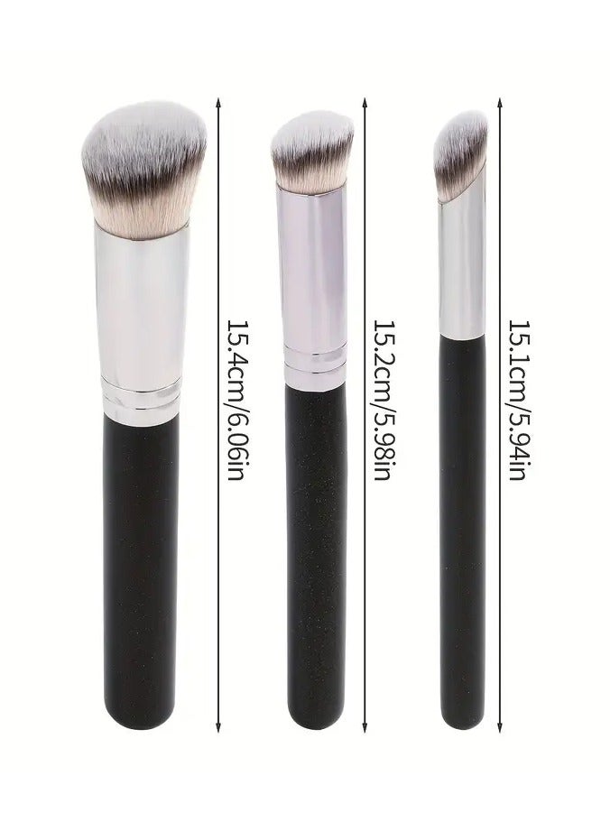 Rozino 3pcs Makeup Brush Set  Foundation Concealer Eyeshadow Brushes with Soft Nylon Bristles Wooden Handles - Image 2