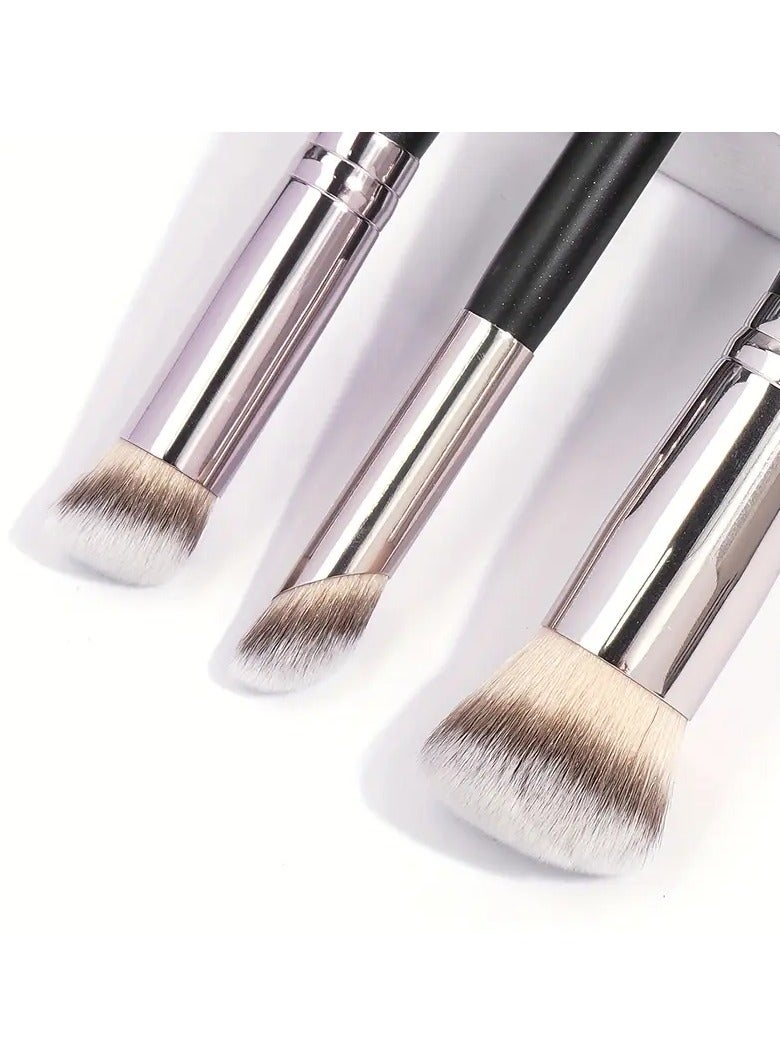Rozino 3pcs Makeup Brush Set  Foundation Concealer Eyeshadow Brushes with Soft Nylon Bristles Wooden Handles - Image 3