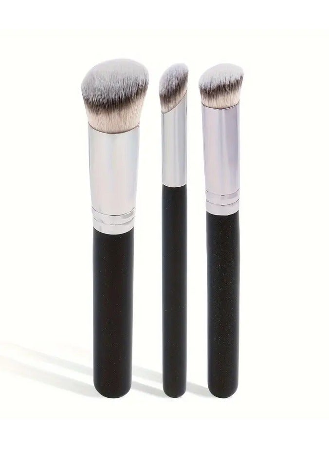 Rozino 3pcs Makeup Brush Set  Foundation Concealer Eyeshadow Brushes with Soft Nylon Bristles Wooden Handles - Image 4