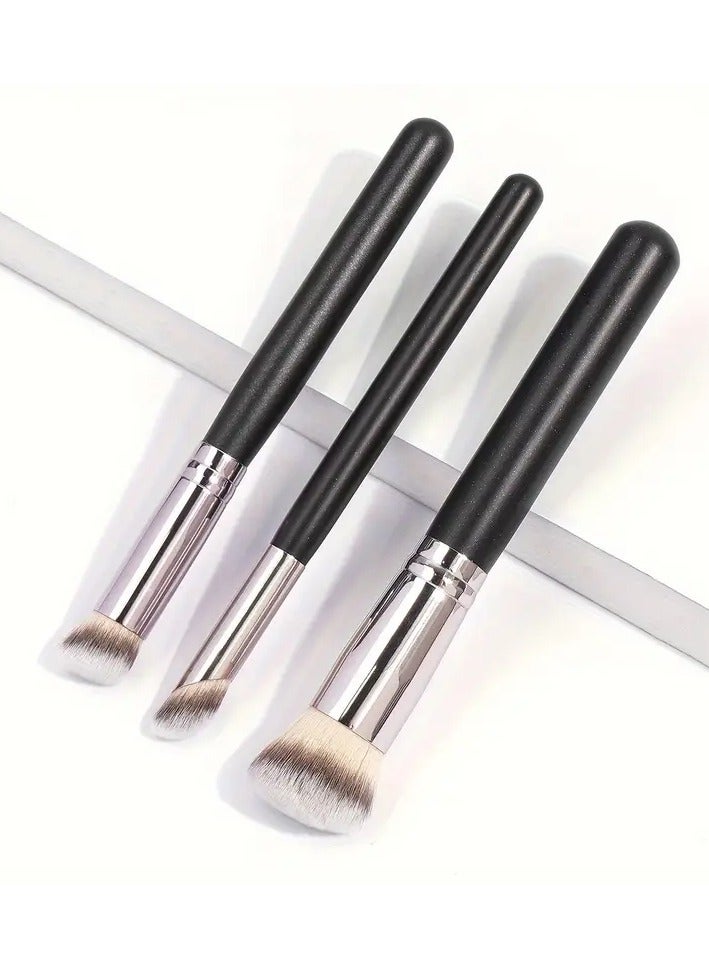 Rozino 3pcs Makeup Brush Set  Foundation Concealer Eyeshadow Brushes with Soft Nylon Bristles Wooden Handles - Image 5