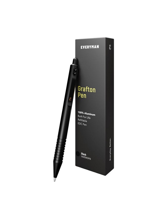 Everyman Grafton Pen, Edc Pen With Premium Gel Ink, Luxury Metal Writing, Gift For Office, Business, Executive (Full Click, Black) - Image 1
