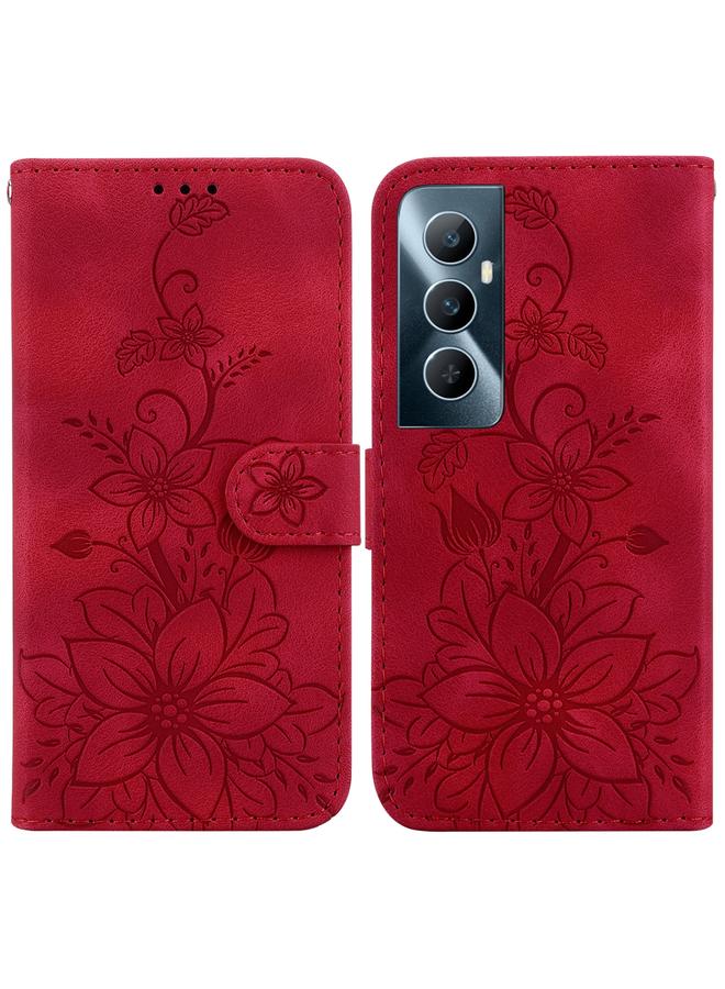 اس-توب جراب لهاتف Realme C65 4G جراب هاتف من الجلد المنقوش بزهرة الزنبق - Image 1