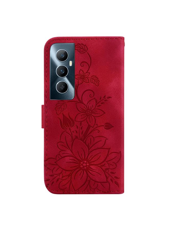 اس-توب جراب لهاتف Realme C65 4G جراب هاتف من الجلد المنقوش بزهرة الزنبق - Image 3