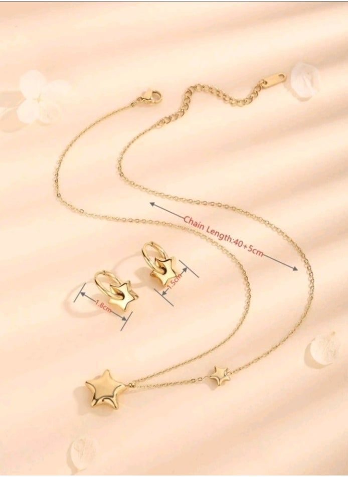 Jewelry For Life - Trendy Stainless Steel Gold Plated Jewellery Set For Women - Image 1