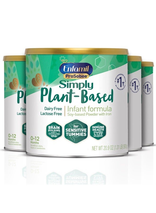 Enfamil برو سوبى حليب أطفال قائم على الصويا للبطن الحساسة، خالي من اللاكتوز، خالي من الحليب، وDHA لدعم الدماغ، مسحوق بروتين مصدره نباتي، علبة 20.9 أونصة (عبوة من 4)  - Image 1