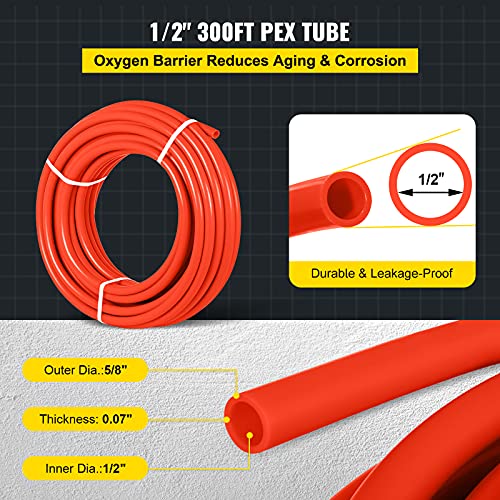 Happybuy Oxygen Barrier 1/2 Inch 300 Feet Tube Coil EVOH PEX-B Pipe, for Residential Commercial Radiant Floor Heating, Red - Image 3