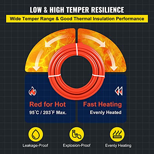 Happybuy Oxygen Barrier 1/2 Inch 300 Feet Tube Coil EVOH PEX-B Pipe, for Residential Commercial Radiant Floor Heating, Red - Image 5
