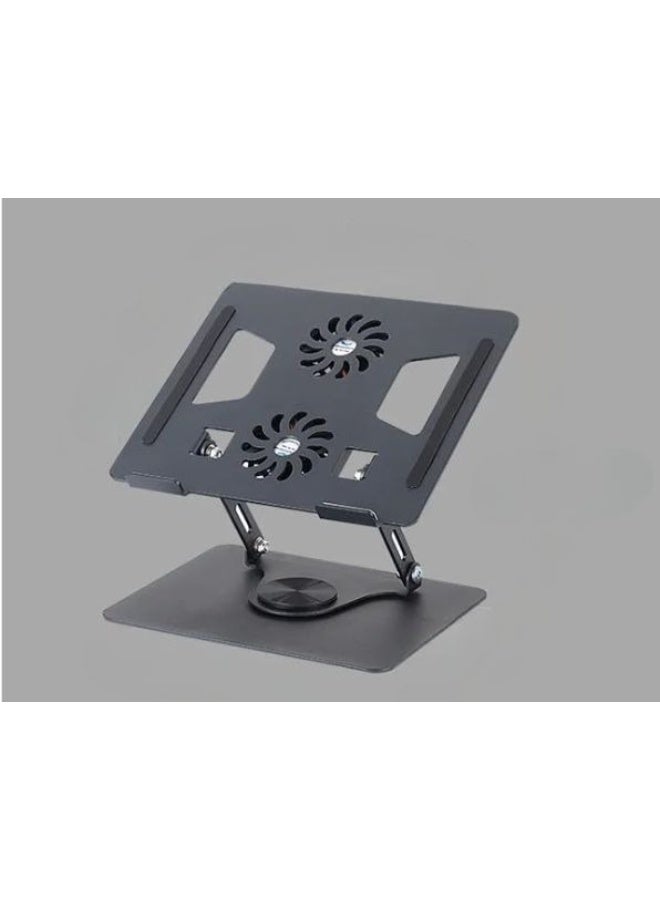 حامل لابتوب ألومنيوم أنيق مع مروحة تبريد – قابل للتعديل والدوران 360 درجة – تصميم مضاد للانزلاق – مناسب لأجهزة 9–15.6 بوصة - Image 2
