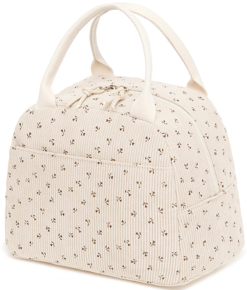 Bluboon Lunch Bag for Women Men Cute Corduroy Lunch Tote Bags Reusable Insulated Lunch Box Large Capacity Reusable Insulated Cooler for Work Picnic or Trave