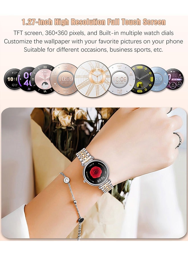 RollsTimi  Ladies Smartwatch, 1.27" High-Definition Touch Screen Watch, Waterproof Smart Watch, Exquisite Appearance Premium Business Watch, Stylish Design Commuter Watch, RTi109 Two-Color Dial Silver Smart watch  - Image 3