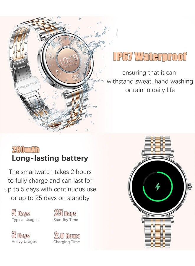 RollsTimi  Ladies Smartwatch, 1.27" High-Definition Touch Screen Watch, Waterproof Smart Watch, Exquisite Appearance Premium Business Watch, Stylish Design Commuter Watch, RTi109 Two-Color Dial Silver Smart watch  - Image 5