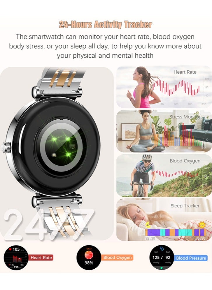 رولستيمي السيدات ساعة ذكية ، 1.27 " عالية الوضوح شاشة تعمل باللمس ووتش ، للماء ساعة ذكية ، مظهر رائع قسط الأعمال ووتش ، تصميم أنيق ركاب ووتش ، رتي 109 لونين الطلب الفضة ساعة ذكية - Image 4