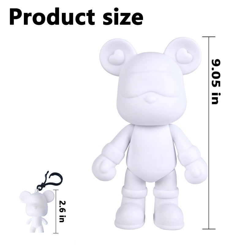 Coniuty DIY Fluid Bear + Keychain Painting Set, Teddy Bear Figure for Creative Fluid Art and Home Decoration (9 Inch, Blank Mold) - Image 2