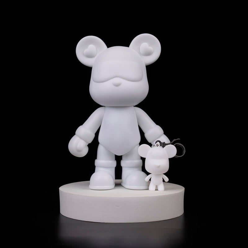 Coniuty DIY Fluid Bear + Keychain Painting Set, Teddy Bear Figure for Creative Fluid Art and Home Decoration (9 Inch, Blank Mold) - Image 5
