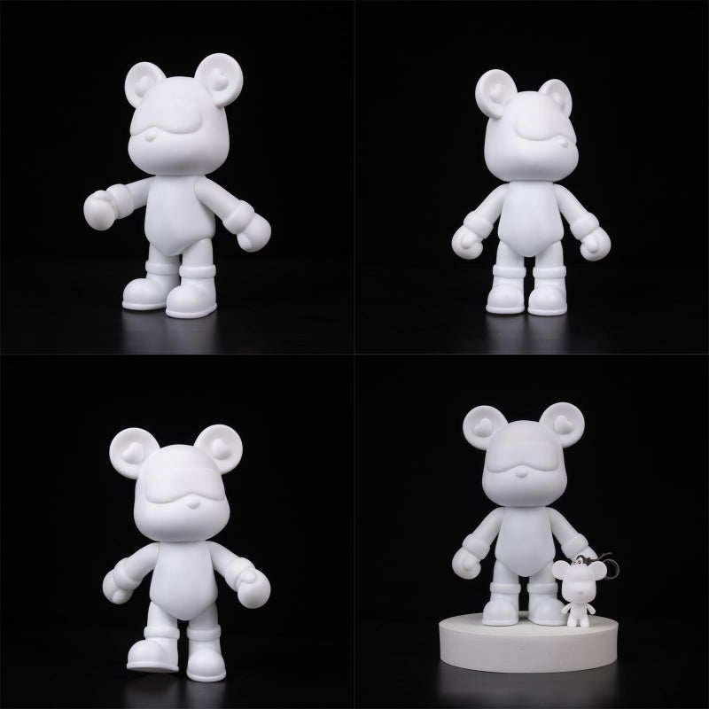 Coniuty DIY Fluid Bear + Keychain Painting Set, Teddy Bear Figure for Creative Fluid Art and Home Decoration (9 Inch, Blank Mold) - Image 4