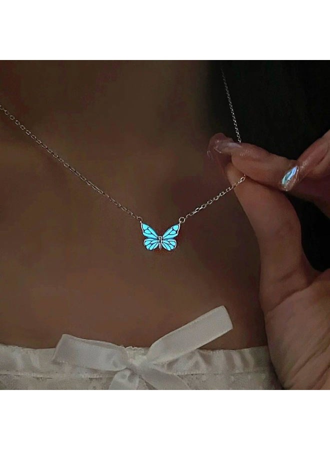 Spevert Glowing Butterfly Fairy Necklace for Women,14K Gold Plated Dainty Titanium Steel Chain Butterfly Pendant Necklaces Jewelry, 20-24 inches, Alloy Steel, No Gemstone - Image 3