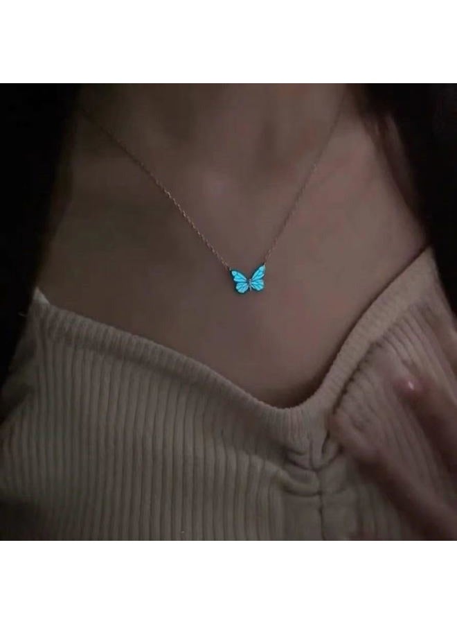 Spevert Glowing Butterfly Fairy Necklace for Women,14K Gold Plated Dainty Titanium Steel Chain Butterfly Pendant Necklaces Jewelry, 20-24 inches, Alloy Steel, No Gemstone - Image 2