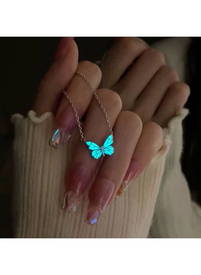 Spevert Glowing Butterfly Fairy Necklace for Women,14K Gold Plated Dainty Titanium Steel Chain Butterfly Pendant Necklaces Jewelry, 20-24 inches, Alloy Steel, No Gemstone - Image 4
