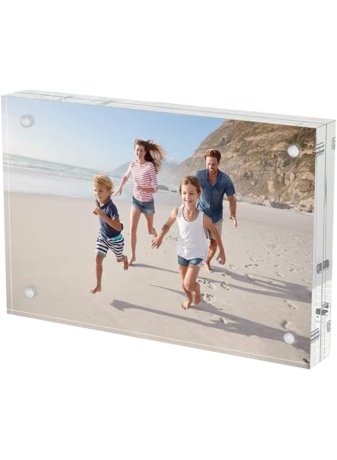The Bros إطارات صور أكريليك 4x6 حزمة واحدة، إطارات صور شفافة قائمة بذاتها مزدوجة الجوانب مغناطيسية أكريليك لوسيت بدون إطار إطار مربع شفاف هدية لعرض المكتب، 10 سم (ارتفاع) * 15 سم (طول) * 2 سم (عرض) - Image 1