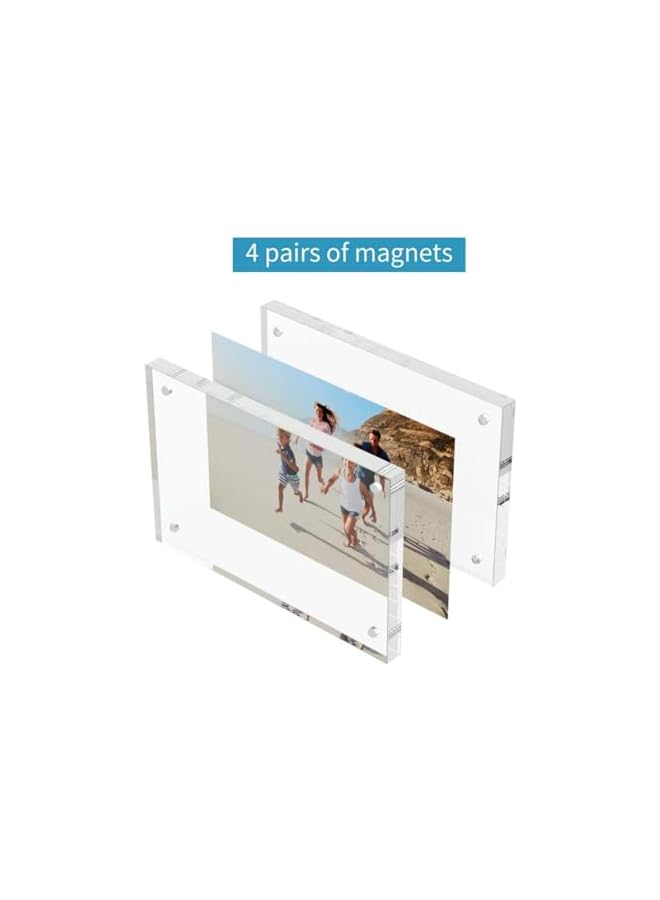 The Bros إطارات صور أكريليك 4x6 حزمة واحدة، إطارات صور شفافة قائمة بذاتها مزدوجة الجوانب مغناطيسية أكريليك لوسيت بدون إطار إطار مربع شفاف هدية لعرض المكتب، 10 سم (ارتفاع) * 15 سم (طول) * 2 سم (عرض) - Image 3