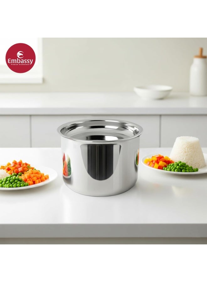 Embassy Stainless Steel Deep Cooker Pot | Suitable for 7.5 Liters Prestige Outer-lid Pressure Cooker | Capacity - 3500 ml | Dimension - 21.5x21.5x13.5 cm - Image 3