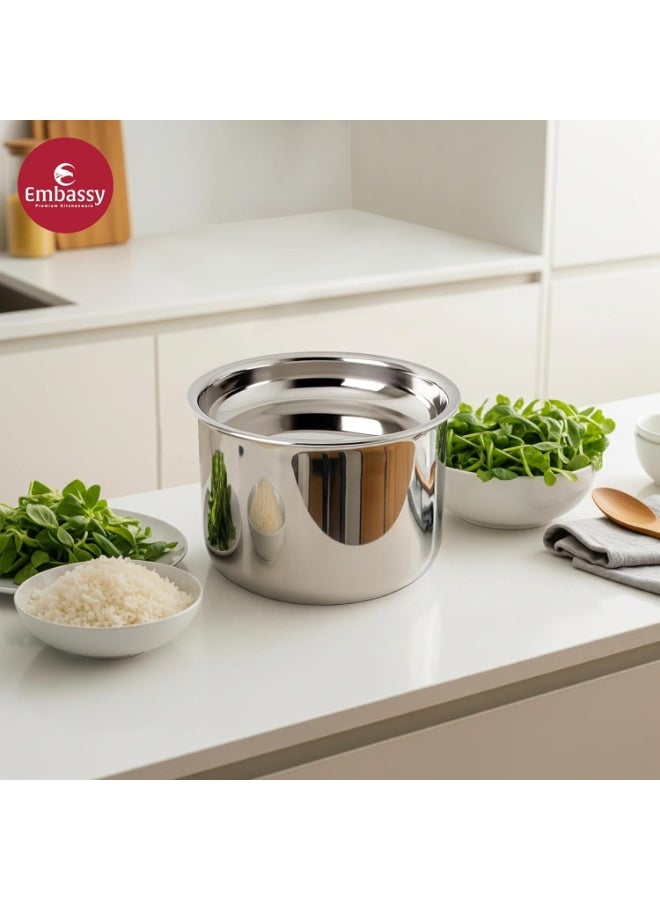 Embassy Stainless Steel Deep Cooker Pot | Suitable for 7.5 Liters Prestige Outer-lid Pressure Cooker | Capacity - 3500 ml | Dimension - 21.5x21.5x13.5 cm - Image 4