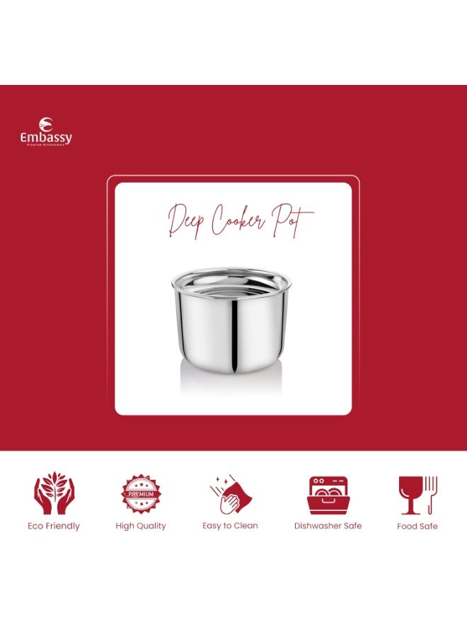 Embassy Stainless Steel Deep Cooker Pot | Suitable for 7.5 Liters Prestige Outer-lid Pressure Cooker | Capacity - 3500 ml | Dimension - 21.5x21.5x13.5 cm - Image 2