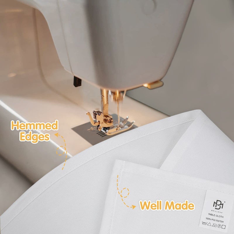 BRILLMAX 6 Pack White Tablecloths 90 x 132 Inch for 6ft Rectangle Tables - 150 GSM Polyester Fabric, Floor Length Drop, Water, Stain & Wrinkle Resistant Cloth Cover for Wedding Reception Banquet - Image 4