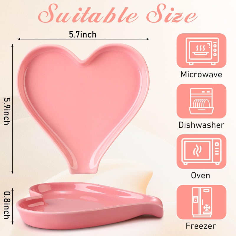 Remerry Valentine's Heart Cute Spoon Rest for Kitchen Counter, 6 Inch Ceramic Utensil Tray for Stove Top, Coffee Teaspoon Holder & Organizer for Coffee Station & Bar, Teaspoon Holder(Pink) - Image 4