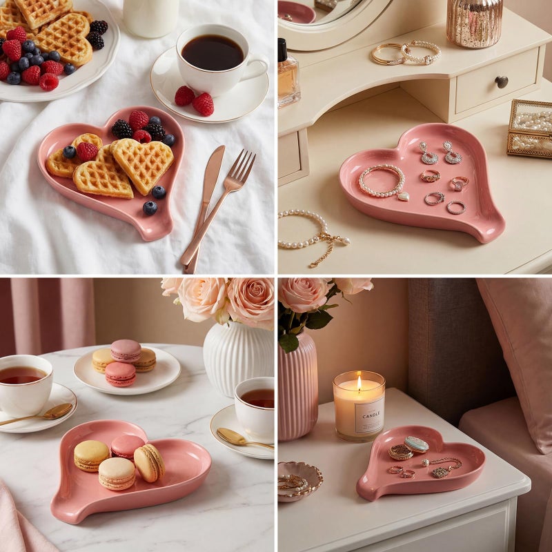 Remerry Valentine's Heart Cute Spoon Rest for Kitchen Counter, 6 Inch Ceramic Utensil Tray for Stove Top, Coffee Teaspoon Holder & Organizer for Coffee Station & Bar, Teaspoon Holder(Pink) - Image 3