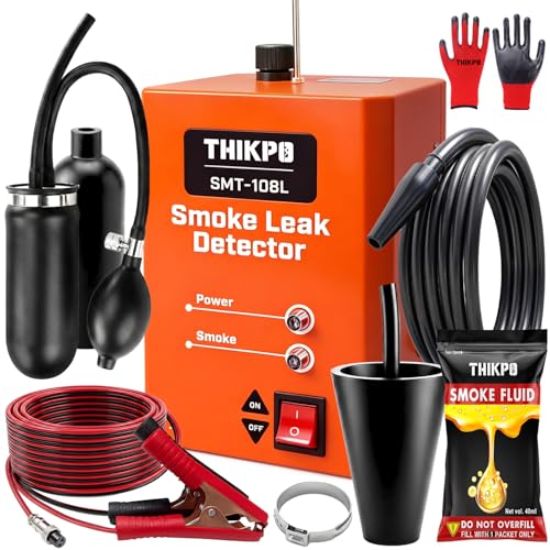 THIKPO Quickly get Smoke Automotive Smoke Machine EVAP Vacuum Leak Tester Builtin Air Compressor 40ML OEM Approved Smoke Fluid 12V DC Smoke Leak Detector - Image 1