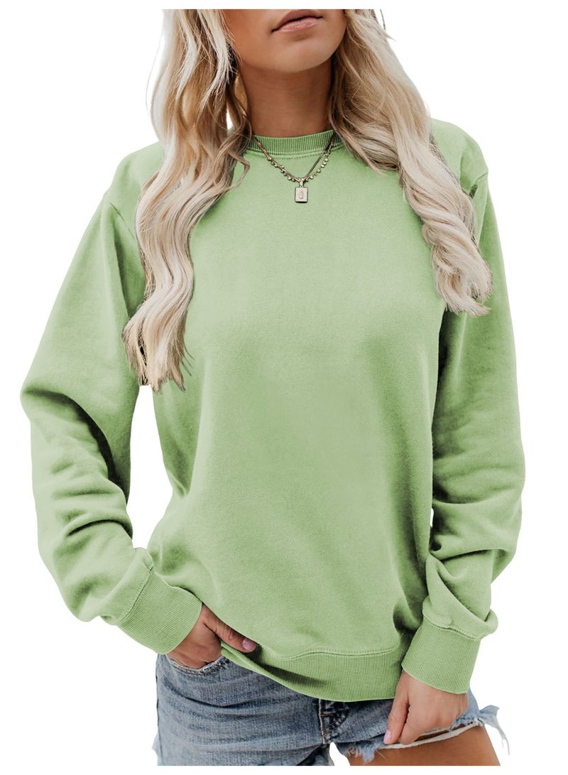 Fashion Pure-color Round-neck Pullover Long-sleeved Loose-fitting Women's Style - Image 2