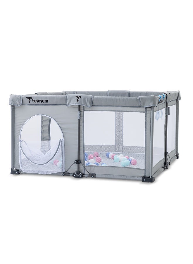 Teknum One - Minute Fold - Unfold Playpen, 120 x 120 cm with Mattress and Balls - Grey - Image 5
