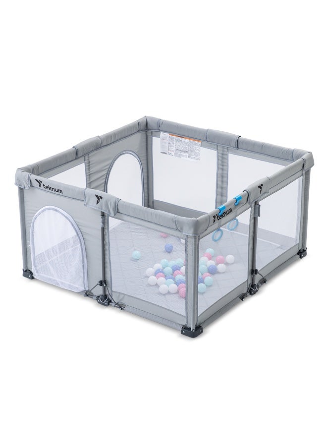 Teknum One - Minute Fold - Unfold Playpen, 120 x 120 cm with Mattress and Balls - Grey - Image 4