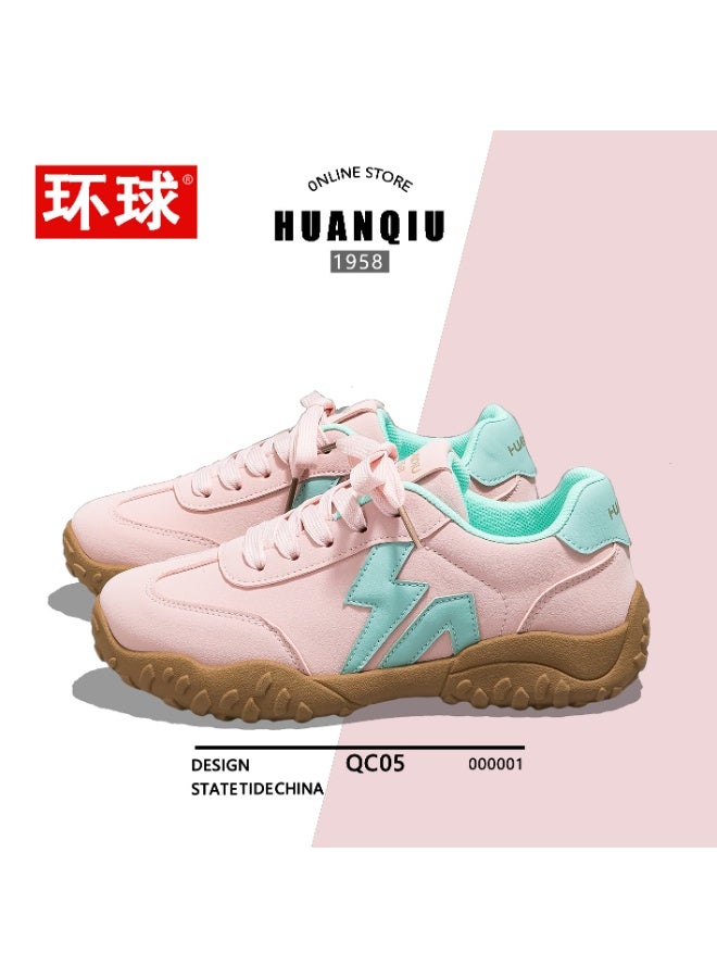 HUANQIU 1958 Pink & Mint Green Casual Sneakers Women's Trendy Platform Shoes Non-slip Comfortable Daily Footwear 35SIZE