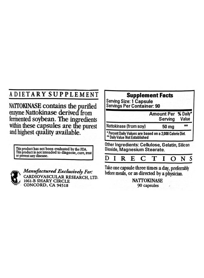 Ecological Formulas Nattokinase 50mg/1000FU 90 Capsules - 2 Pack - Ecological Formulas/Cardiovascular Research - Image 2