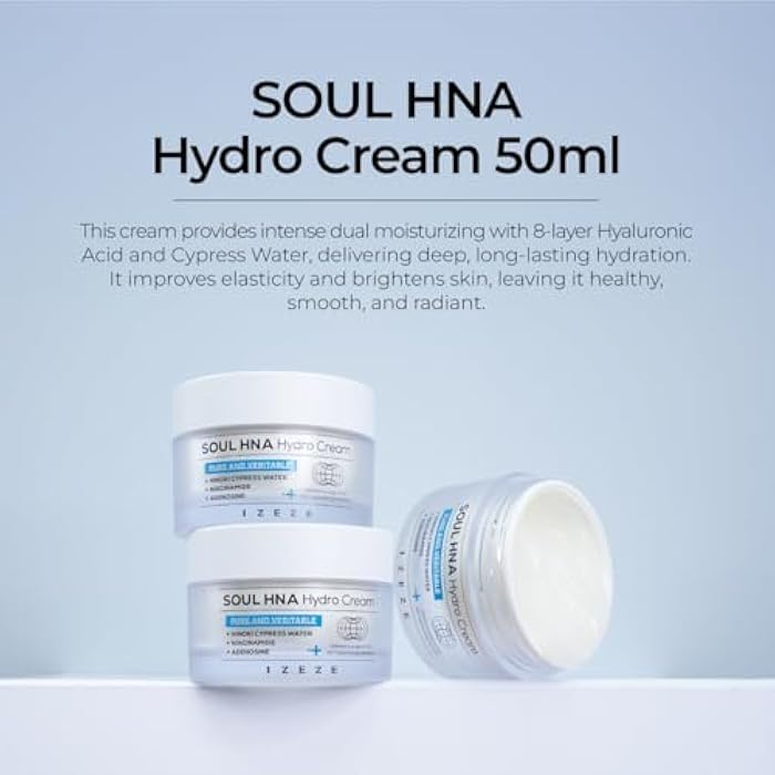 IZEZE Soul HNA Hydro Cream 1.69 fl.oz, 50 ml | Hyaluronic Acid Moisturizer Face Cream, Adenosine Facial Cream, Cypress Water, Korean Skincare for Dry Skin, Hydrating Cypress Extract - Image 2