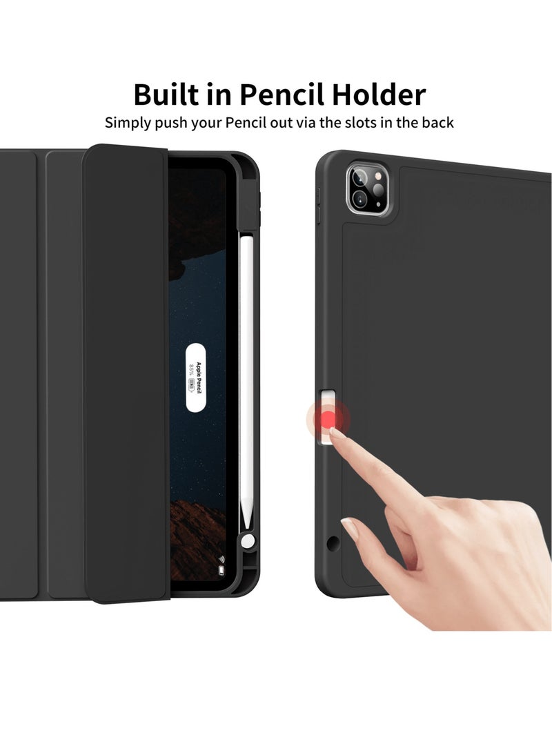 JAJEEK "iPad Pro 11 Inch Case (4th/3rd/2nd Gen, 2022/2021/2020) – Trifold Smart Stand with Pencil Holder, Soft TPU Back, Wireless Pencil Charging, Auto Wake/Sleep Function – Black" - Image 3