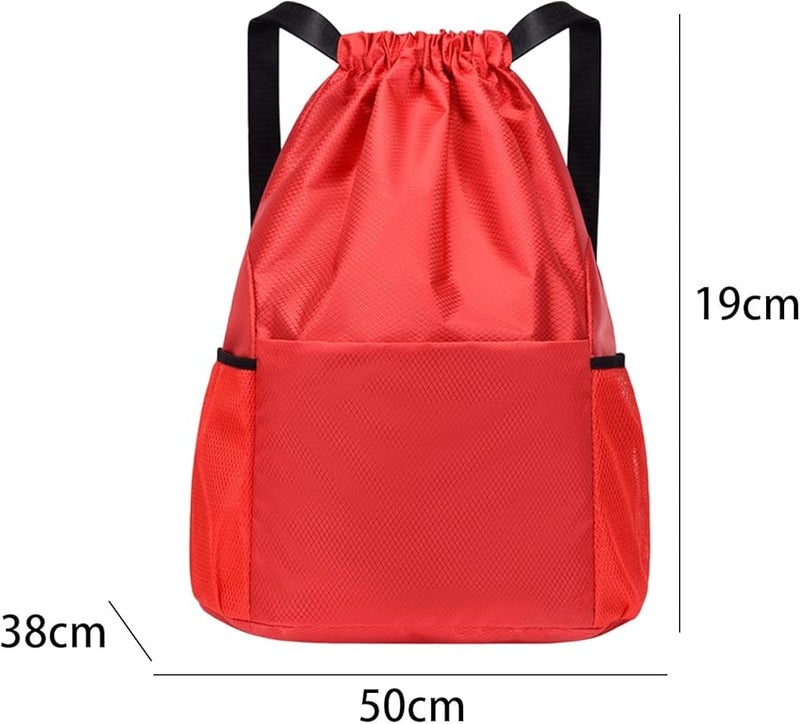 حقيبة ظهر حمراء بسحب قابل للتعديل لحزام الكتف للتسوق في الصالة الرياضية الخارجية متعددة الاستخدامات - Image 3