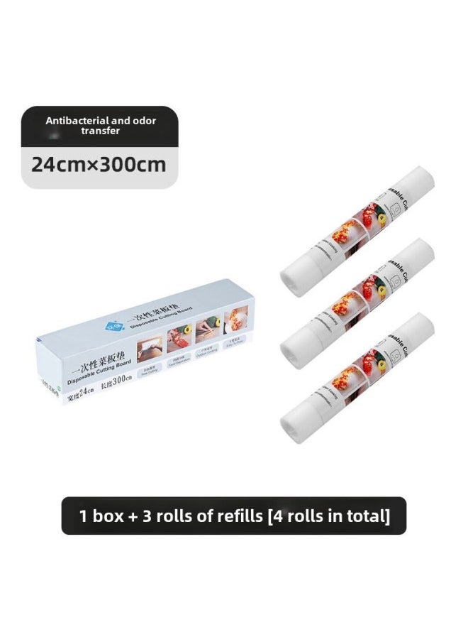 Generic - Disposable Cutting Board Pe Pad Anti-skid Antibacterial Kitchen Cutting Board Meat Cutting Paper Outdoor Plate Vegetable Cutting Chopping Board Supplementary Food Sticking Board-Color:Default Items-Specifications:1 Box + 3 Rolls Of Refills - Image 1