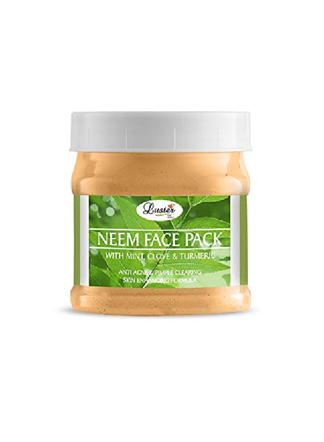LUSTER Neem Face Pack | Anti Acne & Pimple Clearing | Fairness Face Pack | For Glowing Skin Dry & Oily Skin | Anti acne Face pack | For Men & Women | Paraben & Sulfate Free 500 g - Image 1