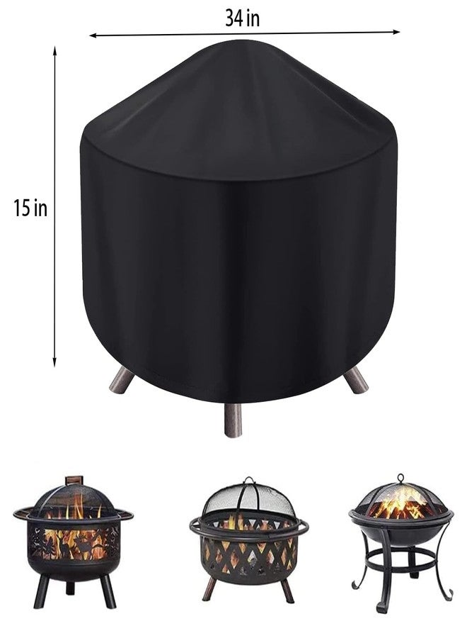 maobutte Round Fire Pit Cover for 22-34 Inch Firepit, Heavy Duty Outdoor Patio Fireplace Covers - Waterproof Dustproof Anti UV and Tear Resistant - Image 3