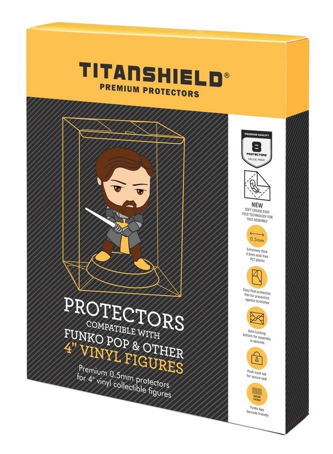 TitanShield 0.5Mm Pop Protectors Sleeve Case Compatible With Funko - 4" Inch Pop! Vinyl Figures (8 Pack) - Image 1