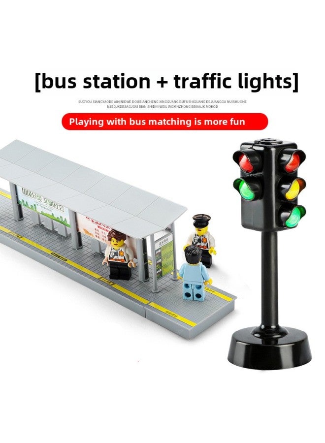 Large Double-decker Bus Toy Open Door Bus Model Kids Bus Boy Alloy Bus Play Special Olympics-Color:Bus Station + Traffic Lights♜ - Image 1