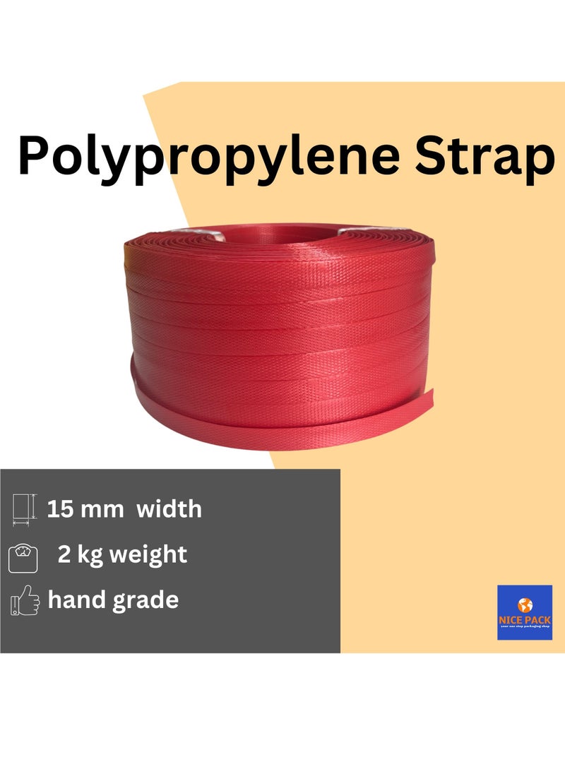 Nice Pack Polypropylene Strapping 15mm x 2kg Heavy Duty Hand Grade PP Strapping Roll  - Image 2