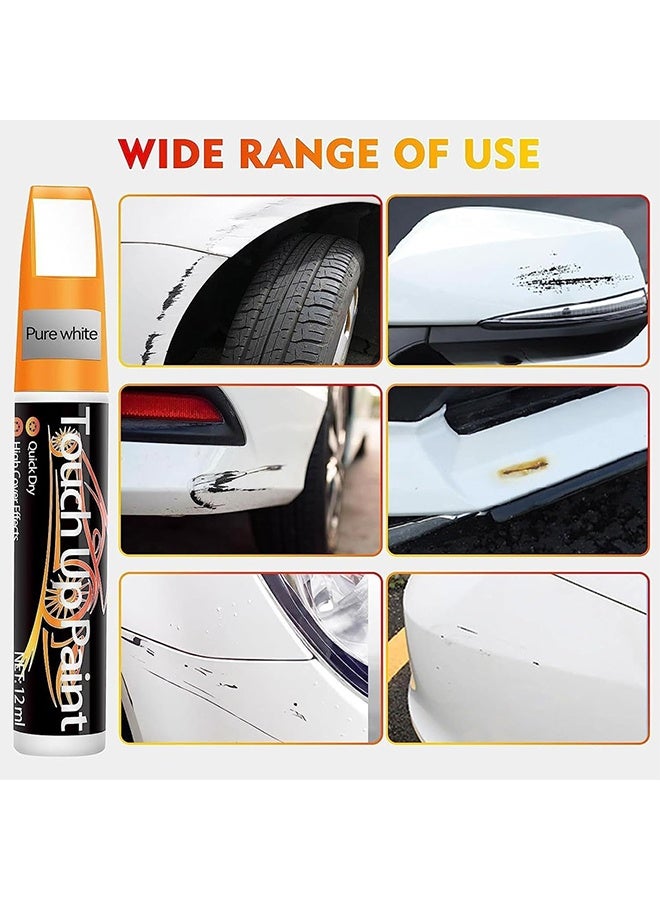 Touch White Touch Up Paint For Cars, Waterproof Car Scratch Remover For Deep Scratches, Two-In-One Car Touch Up Paint Fill Paint Pen, For Deep And Minor Scratches - Pure White (12ML) - Image 2