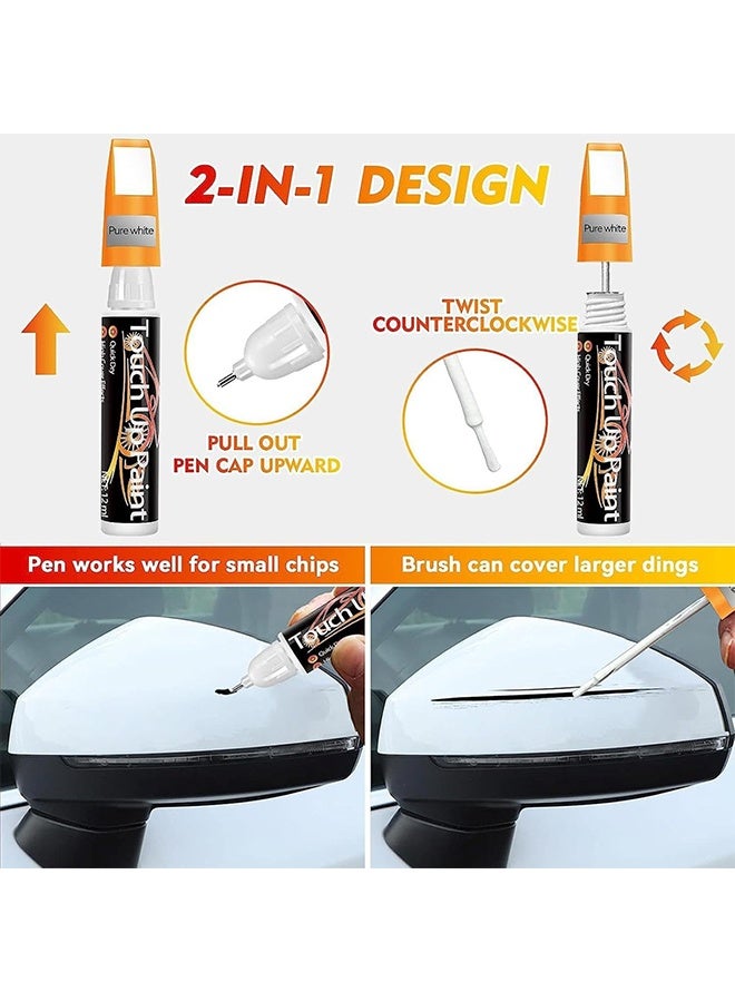 Touch White Touch Up Paint For Cars, Waterproof Car Scratch Remover For Deep Scratches, Two-In-One Car Touch Up Paint Fill Paint Pen, For Deep And Minor Scratches - Pure White (12ML) - Image 3