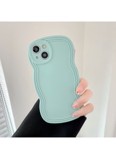 Ins Niche Wind Wave Edge IPhone16/15Pro Max Apple 14/13 Mobile Phone Case Soft Case-Color:KD Oil Injection Wavy Mint-Applicable Model:14promax (without Packaging)